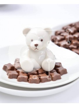 Σετ των 2 Intra Συλλεκτικό Ξύλινο Παζλ Plywood  4mm - Αρκουδάκια με σοκολάτα και τετράγωνα σε λευκό πιάτο Σε Ξύλινο Κουτί - Διαστάσεις: 10x10 cm – 25 κομμάτια