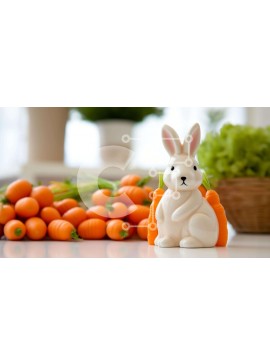 Intra Συλλεκτικό Ξύλινο Παζλ Plywood  4mm - Ειδώλιο λαγουδάκι του Πάσχα με καρότα Σε Ξύλινο Κουτί - Διαστάσεις Puzzle: 10x10 cm – 25 κομμάτια