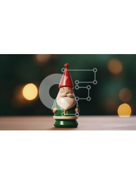 Intra Συλλεκτικό Ξύλινο Παζλ Plywood  4mm - Χριστουγεννιάτικο Gnome που κάθεται σε φόντο Bokeh Σε Ξύλινο Κουτί - Διαστάσεις Puzzle: 10x10 cm – 25 κομμάτια