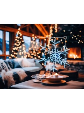 Intra Συλλεκτικό Ξύλινο Παζλ Plywood  4mm - Διακοσμημένο για διακοπές Σαλόνι με Στολίδι από νιφάδα χιονιού Σε Ξύλινο Κουτί - Διαστάσεις Puzzle: 10x10 cm – 25 κομμάτια