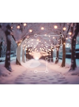 Intra Συλλεκτικό Ξύλινο Παζλ Plywood  4mm - Χιονισμένο μονοπάτι με φώτα χορδών Σε Ξύλινο Κουτί - Διαστάσεις Puzzle: 10x10 cm – 25 κομμάτια