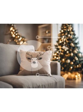 Intra Συλλεκτικό Ξύλινο Παζλ Plywood  4mm - Γκρίζος καναπές με χριστουγεννιάτικο δέντρο στο φόντο Σε Ξύλινο Κουτί - Διαστάσεις Puzzle: 10x10 cm – 25 κομμάτια