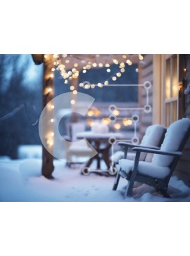 Intra Συλλεκτικό Ξύλινο Παζλ Plywood  4mm - Χιονισμένες καρέκλες σε μια μπροστινή βεράντα διακοσμημένη για τα Χριστούγεννα Σε Ξύλινο Κουτί - Διαστάσεις Puzzle: 10x10 cm – 25 κομμάτια