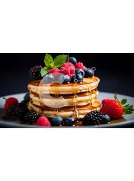 Σετ των 2 Intra Συλλεκτικό Ξύλινο Παζλ Plywood  4mm - Στοίβα από τηγανίτες με φρέσκα μούρα και σιρόπι Σε Ξύλινο Κουτί - Διαστάσεις: 10x10 cm – 25 κομμάτια