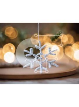 Intra Συλλεκτικό Ξύλινο Παζλ Plywood  4mm - Στολίδι με νιφάδα χιονιού για διακόσμηση διακοπών Σε Ξύλινο Κουτί - Διαστάσεις Puzzle: 10x10 cm – 25 κομμάτια