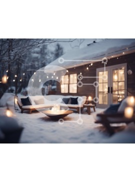 Intra Συλλεκτικό Ξύλινο Παζλ Plywood  4mm - Άνετος εξωτερικός χώρος με χιόνι και τζάκι Σε Ξύλινο Κουτί - Διαστάσεις Puzzle: 10x10 cm – 25 κομμάτια