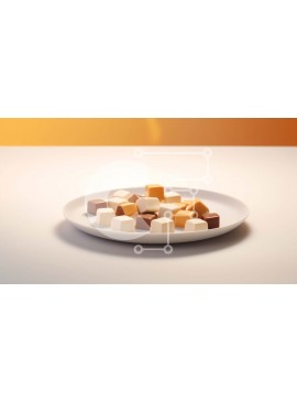 Σετ των 2 Intra Συλλεκτικό Ξύλινο Παζλ Plywood  4mm - Ανάμικτες καραμέλες σε κύβους και ψωμί σε ένα πιάτο Σε Ξύλινο Κουτί - Διαστάσεις: 10x10 cm – 25 κομμάτια