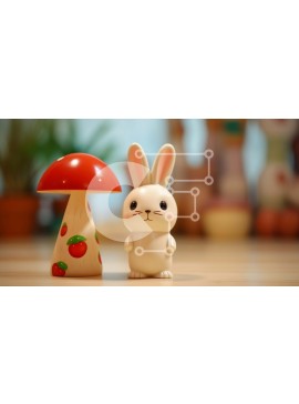 Intra Συλλεκτικό Ξύλινο Παζλ Plywood  4mm - Παιχνίδι κουνέλια και μανιτάρια σε ένα ιδιότροπο σκηνικό Σε Ξύλινο Κουτί - Διαστάσεις Puzzle: 10x10 cm – 25 κομμάτια