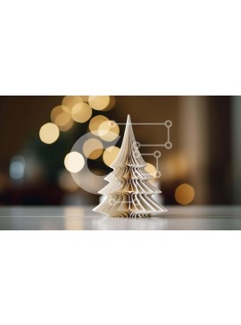 Intra Συλλεκτικό Ξύλινο Παζλ Plywood  4mm - Χριστουγεννιάτικο δέντρο Origami με κεριά και φώτα Σε Ξύλινο Κουτί - Διαστάσεις: 10x10 cm – 25 κομμάτια