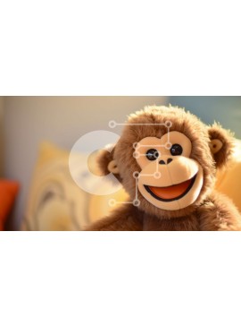 Intra Συλλεκτικό Ξύλινο Παζλ Plywood  4mm - Χαμογελαστός γεμισμένος πίθηκος στο κρεβάτι Σε Ξύλινο Κουτί - Διαστάσεις Puzzle: 10x10 cm – 25 κομμάτια