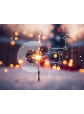 Intra Συλλεκτικό Ξύλινο Παζλ Plywood  4mm - Βεγγαλικό στο χιόνι για τη γιορτή των Χριστουγέννων ή της Πρωτοχρονιάς Σε Ξύλινο Κουτί - Διαστάσεις Puzzle: 10x10 cm – 25 κομμάτια