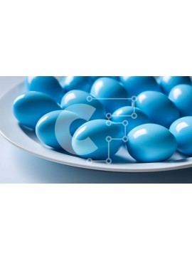 Σετ των 2 Intra Συλλεκτικό Ξύλινο Παζλ Plywood  4mm - Γυαλιστερά μπλε αυγά σε ένα πιάτο Σε Ξύλινο Κουτί - Διαστάσεις: 10x10 cm – 25 κομμάτια