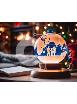 Intra Συλλεκτικό Ξύλινο Παζλ Plywood  4mm - Σφαίρα διακοπών και οικογενειακές σιλουέτες σε ένα διακοσμητικό βιβλίο Σε Ξύλινο Κουτί - Διαστάσεις Puzzle: 10x10 cm – 25 κομμάτια