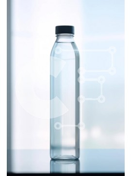 Intra Συλλεκτικό Ξύλινο Παζλ Plywood  4mm - Άδειο διαφανές μπουκάλι σε γυάλινο τραπέζι Σε Ξύλινο Κουτί - Διαστάσεις Puzzle: 10x10 cm – 25 κομμάτια