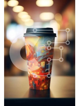 Σετ των 2 Intra Συλλεκτικό Ξύλινο Παζλ Plywood  4mm - Πολύχρωμο φλιτζάνι καφέ με καλλιτεχνικό σχέδιο Σε Ξύλινο Κουτί - Διαστάσεις: 10x10 cm – 25 κομμάτια