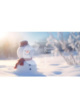 Intra Συλλεκτικό Ξύλινο Παζλ Plywood  4mm - Χιονάνθρωπος στο χιόνι με δέντρα στο φόντο Σε Ξύλινο Κουτί - Διαστάσεις Puzzle: 10x10 cm – 25 κομμάτια