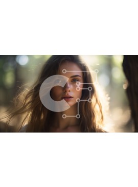 Intra Συλλεκτικό Ξύλινο Παζλ Plywood  4mm - Όμορφη γυναίκα με μακριά ξανθά μαλλιά στο δάσος Σε Ξύλινο Κουτί - Διαστάσεις Puzzle: 10x10 cm – 25 κομμάτια