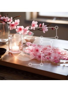 Σετ των 2 Intra Συλλεκτικό Ξύλινο Παζλ Plywood  4mm - Επιτραπέζιο με ροζ λουλούδια, κεριά και σκεύη Σε Ξύλινο Κουτί - Διαστάσεις: 10x10 cm – 25 κομμάτια