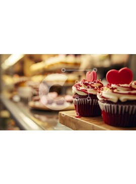 Σετ των 2 Intra Συλλεκτικό Ξύλινο Παζλ Plywood  4mm - Red Frosted Cupcakes με διακοσμητικά σε σχήμα καρδιάς Σε Ξύλινο Κουτί - Διαστάσεις: 10x10 cm – 25 κομμάτια