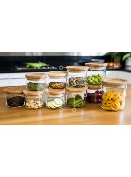 Σετ των 2 Intra Συλλεκτικό Ξύλινο Παζλ Plywood  4mm - Πάγκος κουζίνας με γυάλινα βάζα φρούτων και λαχανικών Σε Ξύλινο Κουτί - Διαστάσεις: 10x10 cm – 25 κομμάτια