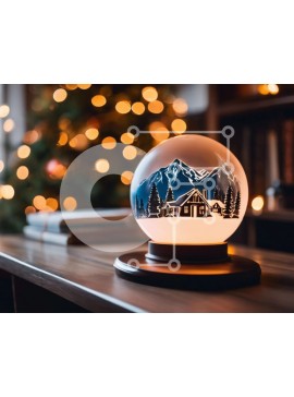 Intra Συλλεκτικό Ξύλινο Παζλ Plywood  4mm - Snow Globe στη βιβλιοθήκη με το χριστουγεννιάτικο δέντρο Σε Ξύλινο Κουτί - Διαστάσεις Puzzle: 10x10 cm – 25 κομμάτια