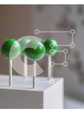 Σετ των 2 Intra Συλλεκτικό Ξύλινο Παζλ Plywood  4mm - Πέντε πράσινο κέικ σκάει σε λευκό βάθρο Σε Ξύλινο Κουτί - Διαστάσεις: 10x10 cm – 25 κομμάτια