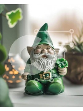 Intra Συλλεκτικό Ξύλινο Παζλ Plywood  4mm - Ιρλανδικό αγαλματίδιο με φύλλα τριφυλλιού Σε Ξύλινο Κουτί - Διαστάσεις Puzzle: 10x10 cm – 25 κομμάτια