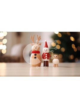 Intra Συλλεκτικό Ξύλινο Παζλ Plywood  4mm - Γιορτινά ξύλινα ειδώλια με φώτα και χιόνι που πέφτει Σε Ξύλινο Κουτί - Διαστάσεις Puzzle: 10x10 cm – 25 κομμάτια