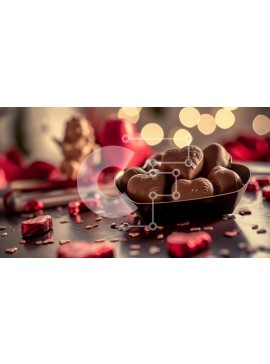 Σετ των 2 Intra Συλλεκτικό Ξύλινο Παζλ Plywood  4mm - Σοκολάτες και καραμέλες σε σχήμα καρδιάς σε ένα τραπέζι Σε Ξύλινο Κουτί - Διαστάσεις: 10x10 cm – 25 κομμάτια