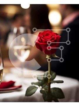 Σετ των 2 Intra Συλλεκτικό Ξύλινο Παζλ Plywood  4mm - Κόκκινο τριαντάφυλλο σε ένα τραπέζι με ποτήρια κρασιού και ασημικά Σε Ξύλινο Κουτί - Διαστάσεις: 10x10 cm – 25 κομμάτια