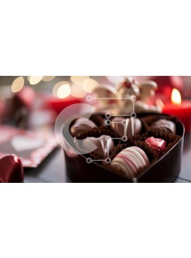 Intra Συλλεκτικό Ξύλινο Παζλ Plywood  4mm - Ποικιλία σοκολατάκια σε κουτί σε σχήμα καρδιάς με κεριά και κόκκινα τριαντάφυλλα Σε Ξύλινο Κουτί - Διαστάσεις Puzzle: 10x10 cm – 25 κομμάτια