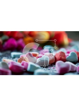 Intra Συλλεκτικό Ξύλινο Παζλ Plywood  4mm - Πολύχρωμα ζαχαρωτά σε σχήμα καρδιάς σε ένα τραπέζι Σε Ξύλινο Κουτί - Διαστάσεις Puzzle: 10x10 cm – 25 κομμάτια