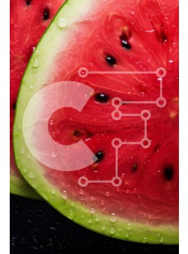 Σετ των 2 Intra Συλλεκτικό Ξύλινο Παζλ Plywood  4mm - Κοντινό πλάνο φέτες καρπούζι με σταγονίδια νερού Σε Ξύλινο Κουτί - Διαστάσεις: 10x10 cm – 25 κομμάτια