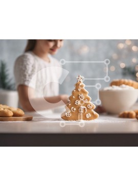 Σετ των 2 Intra Συλλεκτικό Ξύλινο Παζλ Plywood  4mm - Γυναίκα που διακοσμεί τα μπισκότα με άχνη και ζάχαρη Σε Ξύλινο Κουτί - Διαστάσεις: 10x10 cm – 25 κομμάτια