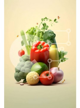 Σετ των 2 Intra Συλλεκτικό Ξύλινο Παζλ Plywood  4mm - Ποικιλία φρέσκων λαχανικών και φρούτων Σε Ξύλινο Κουτί - Διαστάσεις: 10x10 cm – 25 κομμάτια