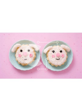 Σετ των 2 Intra Συλλεκτικό Ξύλινο Παζλ Plywood  4mm - Πασχαλινές λιχουδιές με ρύζι με λαγουδάκι σε ροζ φόντο Σε Ξύλινο Κουτί - Διαστάσεις: 10x10 cm – 25 κομμάτια