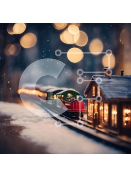 Intra Συλλεκτικό Ξύλινο Παζλ Plywood  4mm - Παιχνίδι τρένο στο χιόνι με φώτα και διακοσμητικά Σε Ξύλινο Κουτί - Διαστάσεις Puzzle: 10x10 cm – 25 κομμάτια