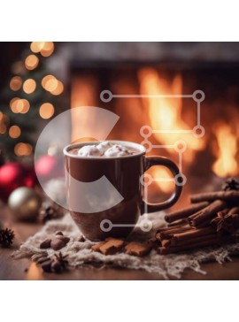 Intra Συλλεκτικό Ξύλινο Παζλ Plywood  4mm - Φλιτζάνι ζεστό κακάο δίπλα στο τζάκι με ξυλάκια κανέλας και διακοσμητικά Σε Ξύλινο Κουτί - Διαστάσεις Puzzle: 10x10 cm – 25 κομμάτια