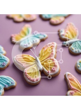 Σετ των 2 Intra Συλλεκτικό Ξύλινο Παζλ Plywood  4mm - Πολύχρωμα μπισκότα διακοσμημένα με πεταλούδες Σε Ξύλινο Κουτί - Διαστάσεις: 10x10 cm – 25 κομμάτια