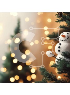 Intra Συλλεκτικό Ξύλινο Παζλ Plywood  4mm - Εορταστικό χριστουγεννιάτικο δέντρο χιονάνθρωπος Σε Ξύλινο Κουτί - Διαστάσεις Puzzle: 10x10 cm – 25 κομμάτια