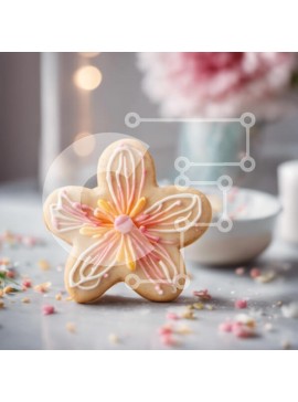 Σετ των 2 Intra Συλλεκτικό Ξύλινο Παζλ Plywood  4mm - Μπισκότο σε σχήμα λουλουδιού με λευκό παγωμένο και ροζ πασπαλίσματα σε ένα τραπέζι Σε Ξύλινο Κουτί - Διαστάσεις: 10x10 cm – 25 κομμάτια