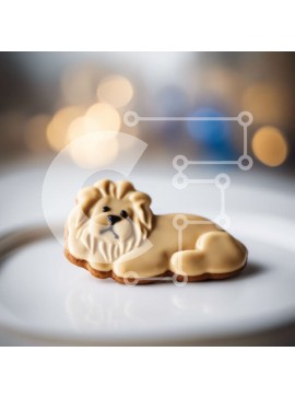Σετ των 2 Intra Συλλεκτικό Ξύλινο Παζλ Plywood  4mm - Μπισκότο σε σχήμα λιονταριού σε λευκό πιάτο Σε Ξύλινο Κουτί - Διαστάσεις: 10x10 cm – 25 κομμάτια