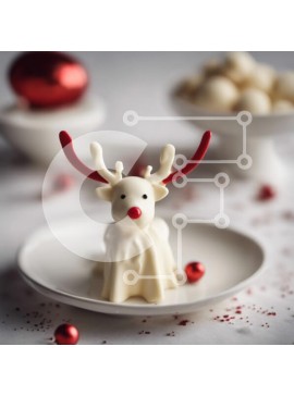 Intra Συλλεκτικό Ξύλινο Παζλ Plywood  4mm - Γιορτινή διακόσμηση με αγαλμάτιο λευκό τάρανδο Σε Ξύλινο Κουτί - Διαστάσεις Puzzle: 10x10 cm – 25 κομμάτια