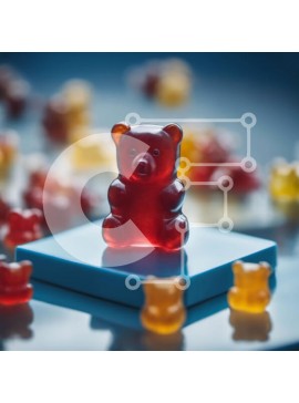 Σετ των 2 Intra Συλλεκτικό Ξύλινο Παζλ Plywood  4mm - Πολύχρωμα Gummy Bears σε μπλε δίσκο με ειδώλια αρκουδάκι Σε Ξύλινο Κουτί - Διαστάσεις: 10x10 cm – 25 κομμάτια