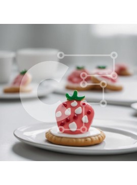Σετ των 2 Intra Συλλεκτικό Ξύλινο Παζλ Plywood  4mm - Γλυκά και διασκεδαστικά μπισκότα σε σχήμα φράουλας σε λευκά πιάτα Σε Ξύλινο Κουτί - Διαστάσεις: 10x10 cm – 25 κομμάτια