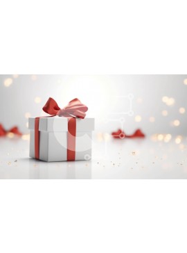 Intra Συλλεκτικό Ξύλινο Παζλ Plywood  4mm - Λευκό κουτί δώρου με κόκκινη κορδέλα σε διακοσμημένο φόντο Σε Ξύλινο Κουτί - Διαστάσεις Puzzle: 10x10 cm – 25 κομμάτια