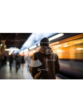 Intra Συλλεκτικό Ξύλινο Παζλ Plywood  4mm - Άτομο που περιμένει στο σταθμό του μετρό Σε Ξύλινο Κουτί - Διαστάσεις Puzzle: 10x10 cm – 25 κομμάτια