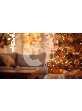 Intra Συλλεκτικό Ξύλινο Παζλ Plywood  4mm - Διακοσμημένο σαλόνι με χριστουγεννιάτικο δέντρο Σε Ξύλινο Κουτί - Διαστάσεις Puzzle: 10x10 cm – 25 κομμάτια