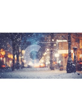 Intra Συλλεκτικό Ξύλινο Παζλ Plywood  4mm - Snowy City Street τη νύχτα Σε Ξύλινο Κουτί - Διαστάσεις Puzzle: 10x10 cm – 25 κομμάτια