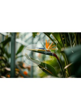 Intra Συλλεκτικό Ξύλινο Παζλ Plywood  4mm - Λουλούδι Bird of Paradise στο θερμοκήπιο με πουλιά σκαρφαλωμένα στην κορυφή Σε Ξύλινο Κουτί - Διαστάσεις: 10x10 cm – 25 κομμάτια